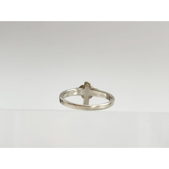 Cross Shaped + Blooming Flower Carved 925 Sterling Silver Vintage Ring - sz 6.75 - Picture 5 of 13